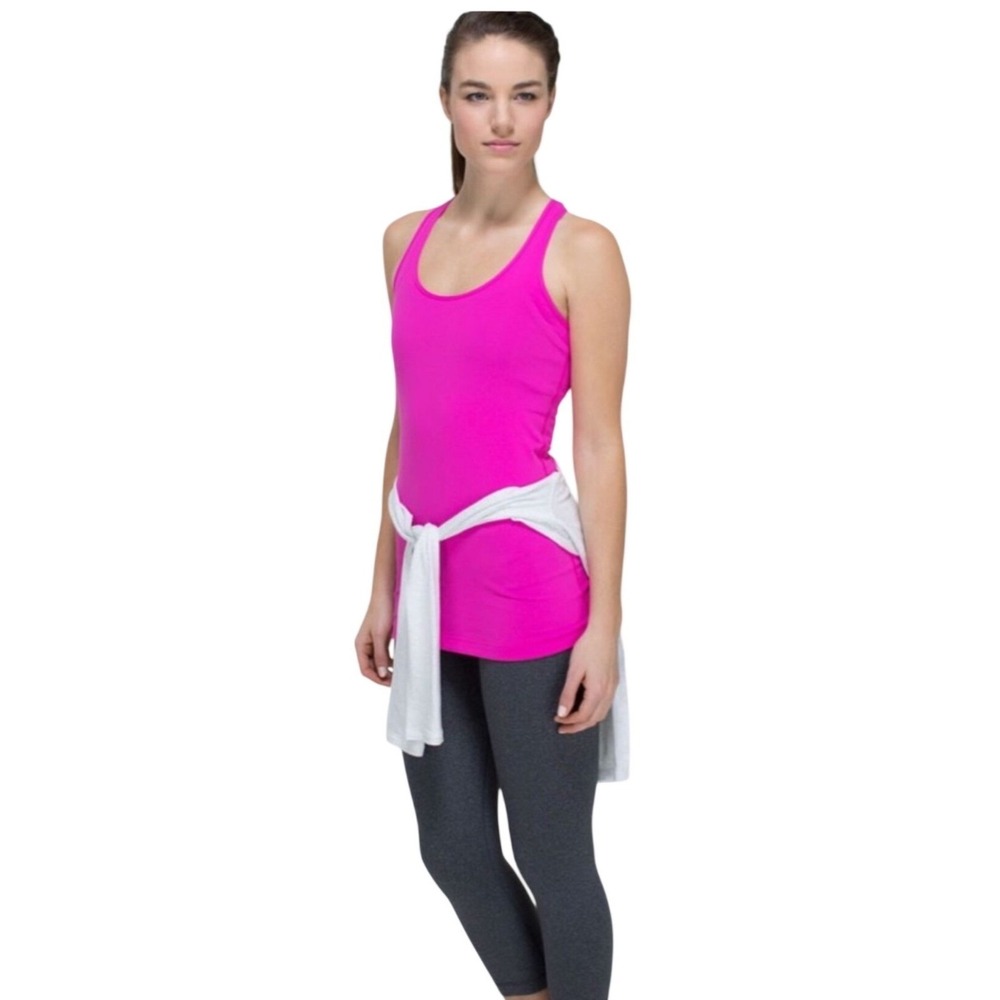 Lululemon Cool Racerback Tank Top Magenta Pink Luon Yoga Training Slim Fit